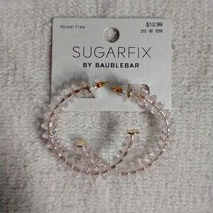 Sugarfix baublebar nickel free pink beaded half hoop earrings